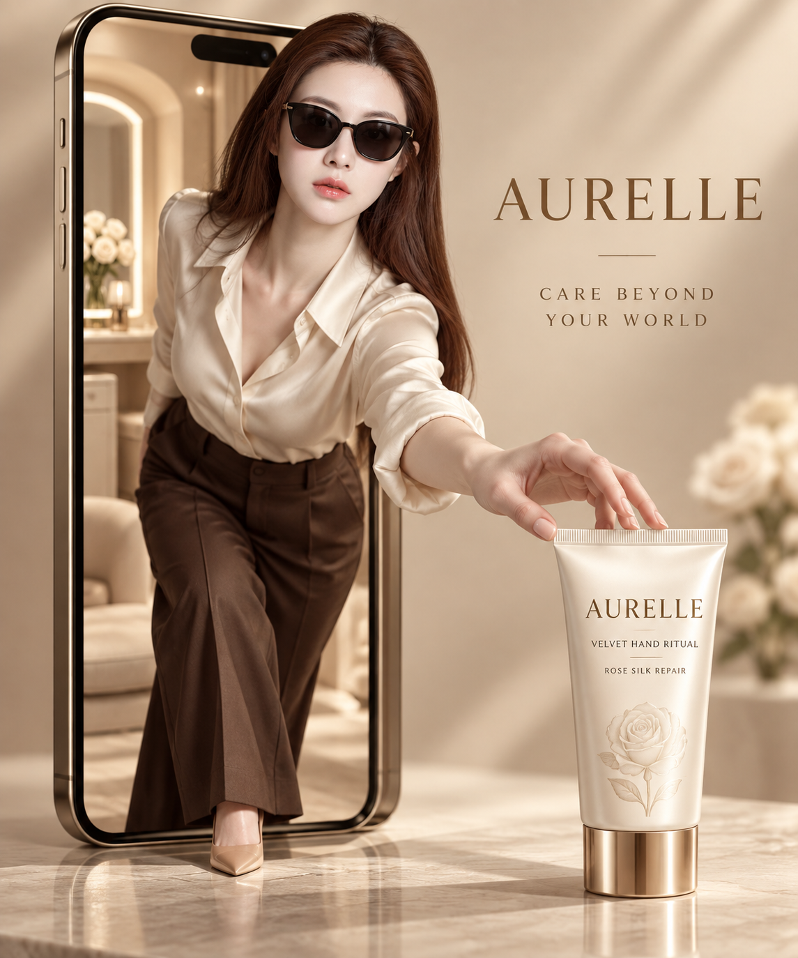 Affiche publicitaire pour soins de luxe AURELLE