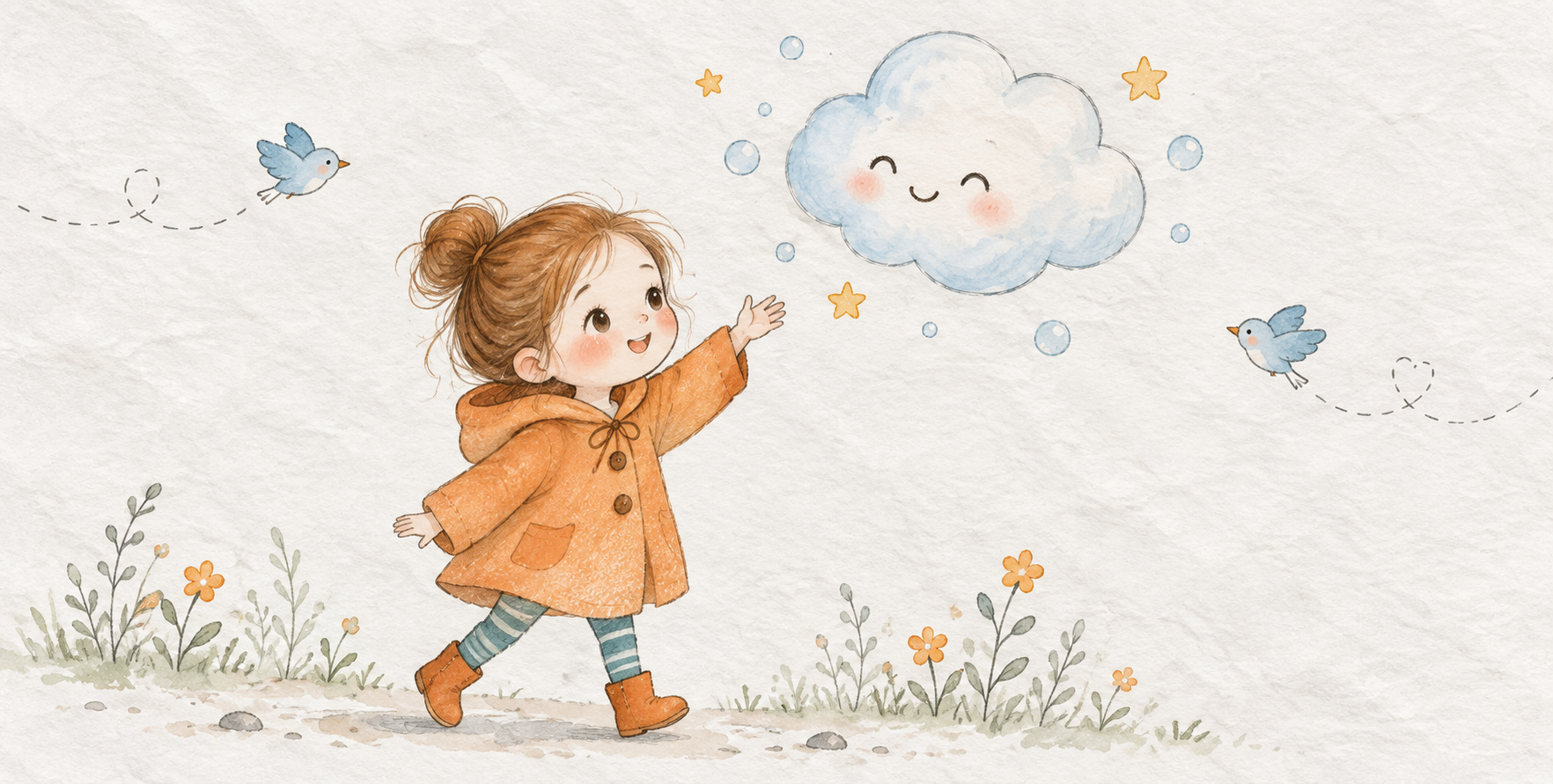 Healing Children's Book Illustration of a Little Girl