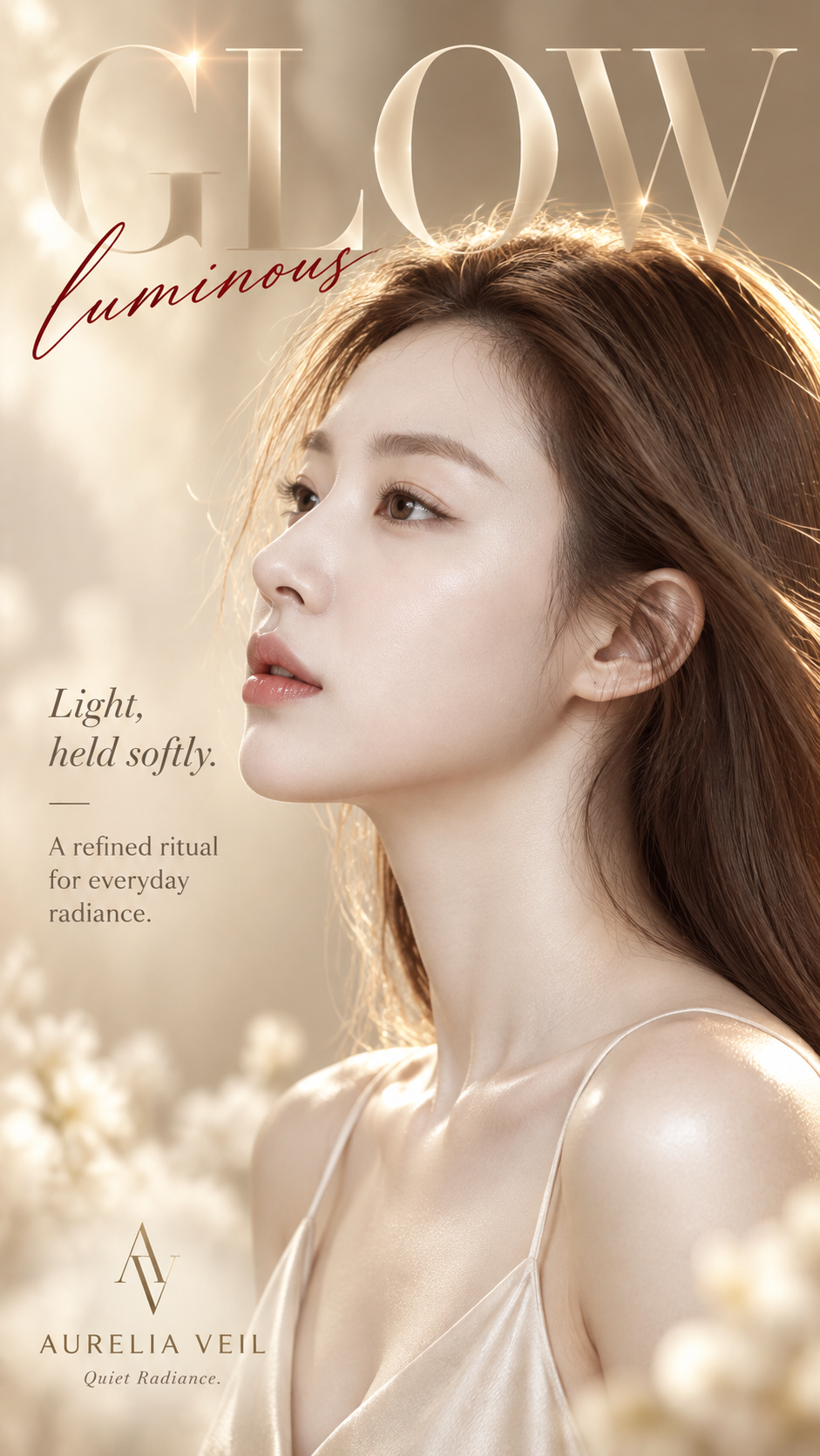 Affiche éditoriale de beauté de luxe avec texte personnalisable