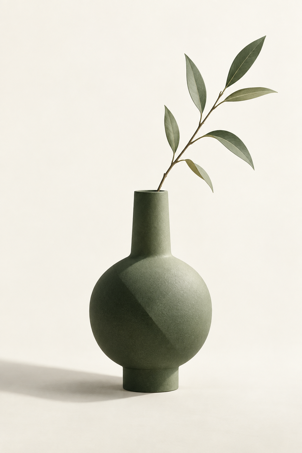 Minimalist Green and White Modern Art Ceramic Vase Illustration