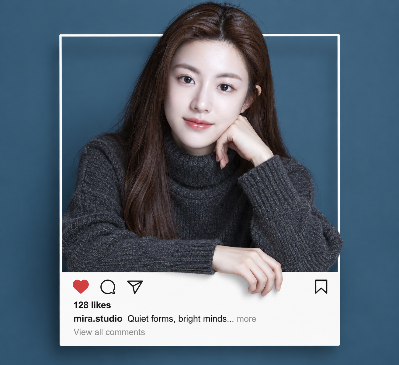3D Breakout Social Media Fashion Portrait on Blue-Gray Background