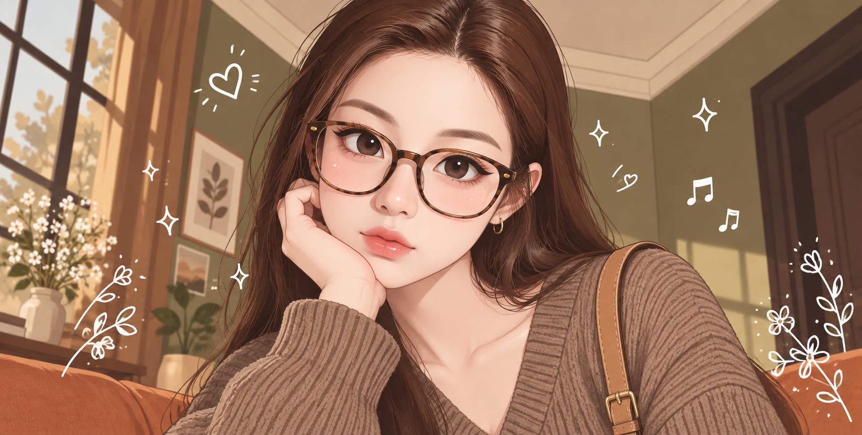 モダンでかわいい二次元風ベクターイラスト