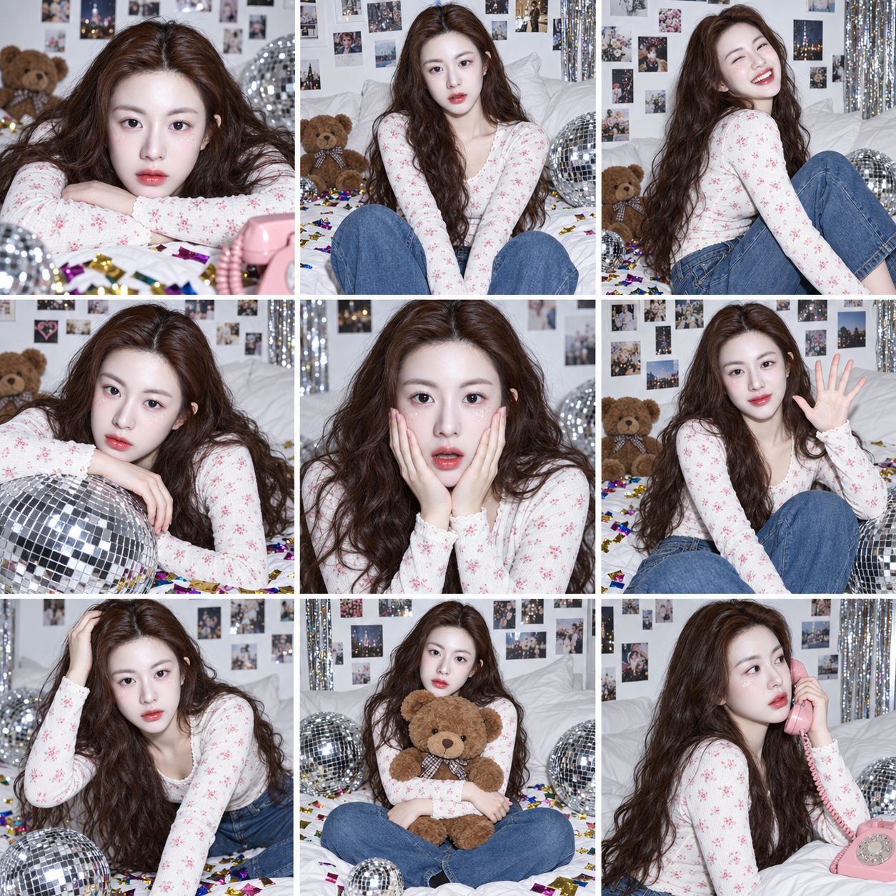 Adult Women Home Party Grid Direct Flash Portraits