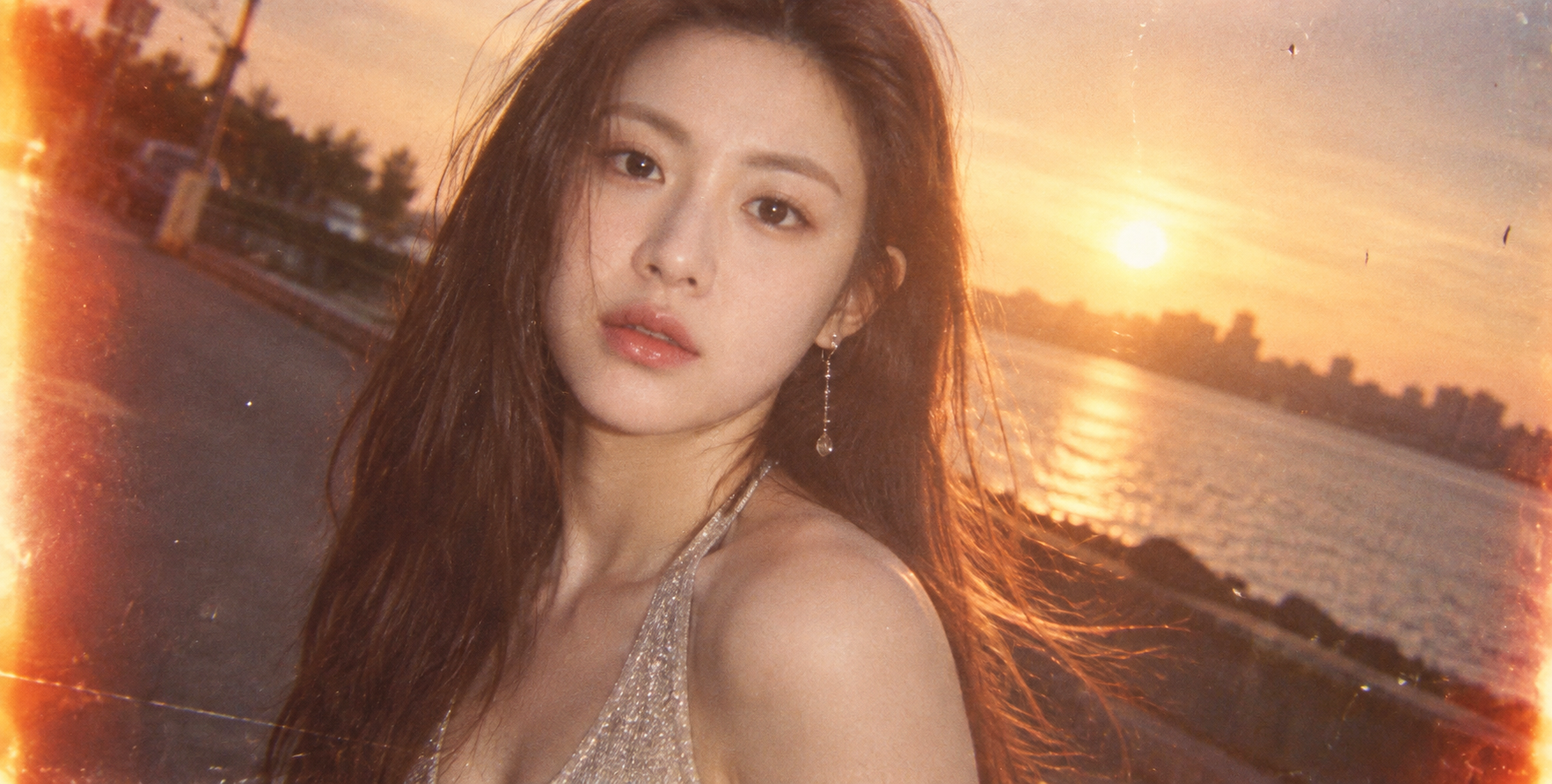 Редактирование с сохранением идентичности на закате, одноразовая камера рубежа тысячелетий