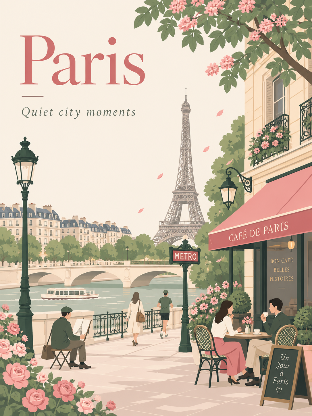 ミニマルフラットベクター都市旅行ポスター