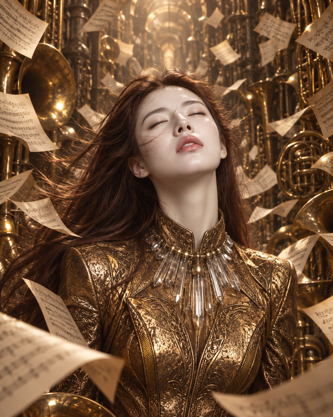 Brass Symphony Dream: Adult Music Warrior Surreal Portrait