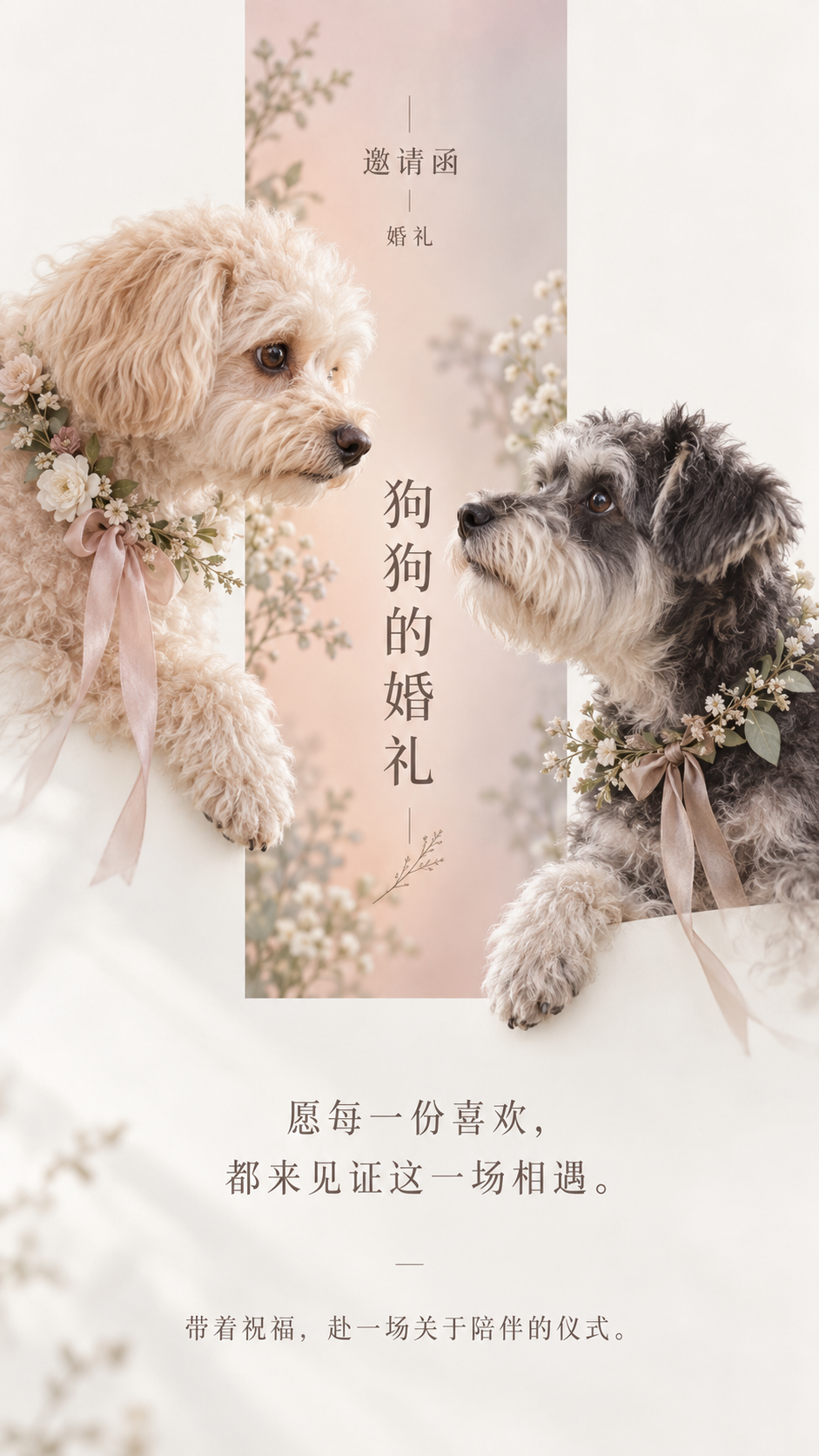 犬の結婚式 縦型モバイルSNS招待状