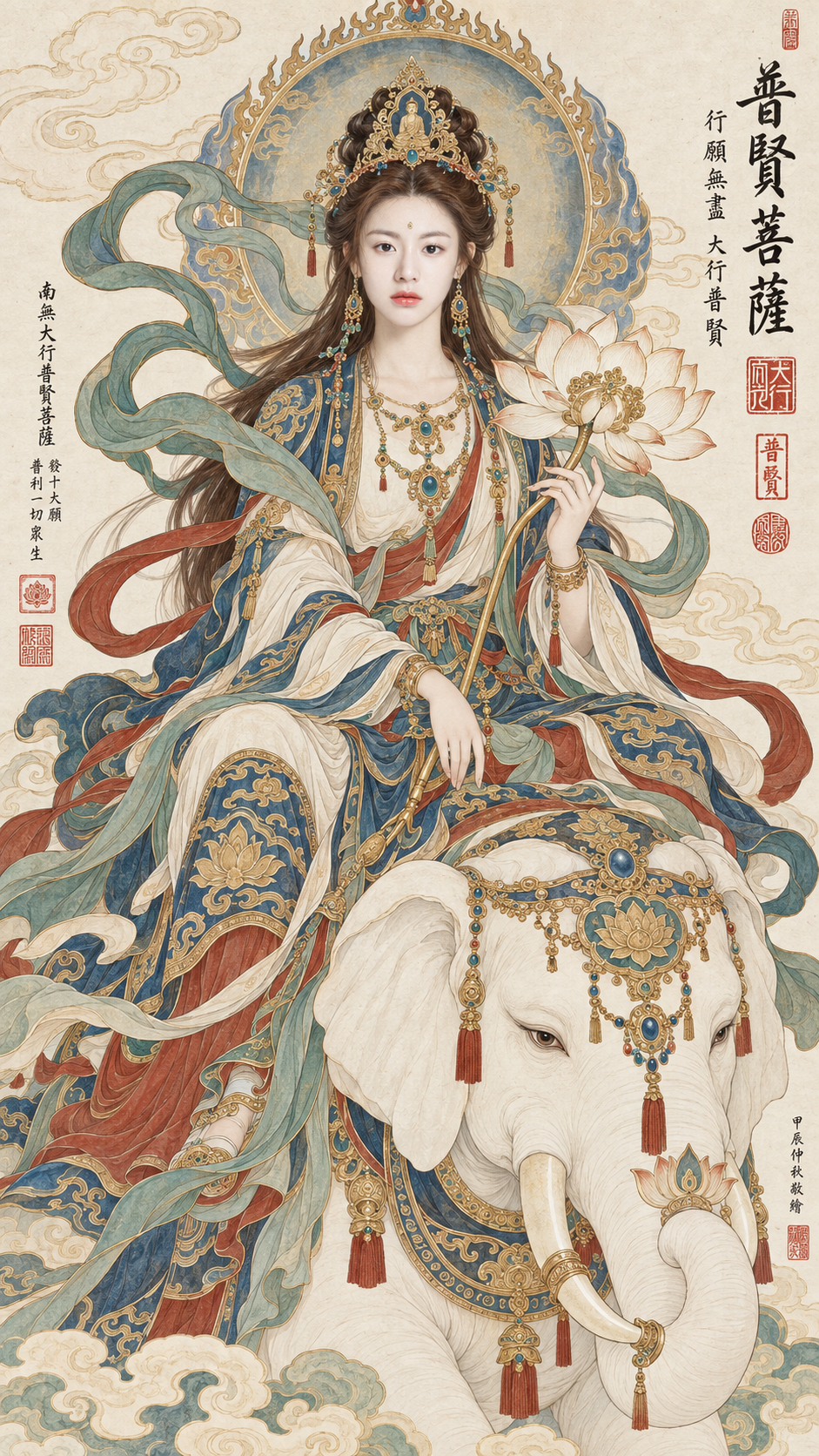 Eastern Deity in Fine Brushwork and Rich Colors