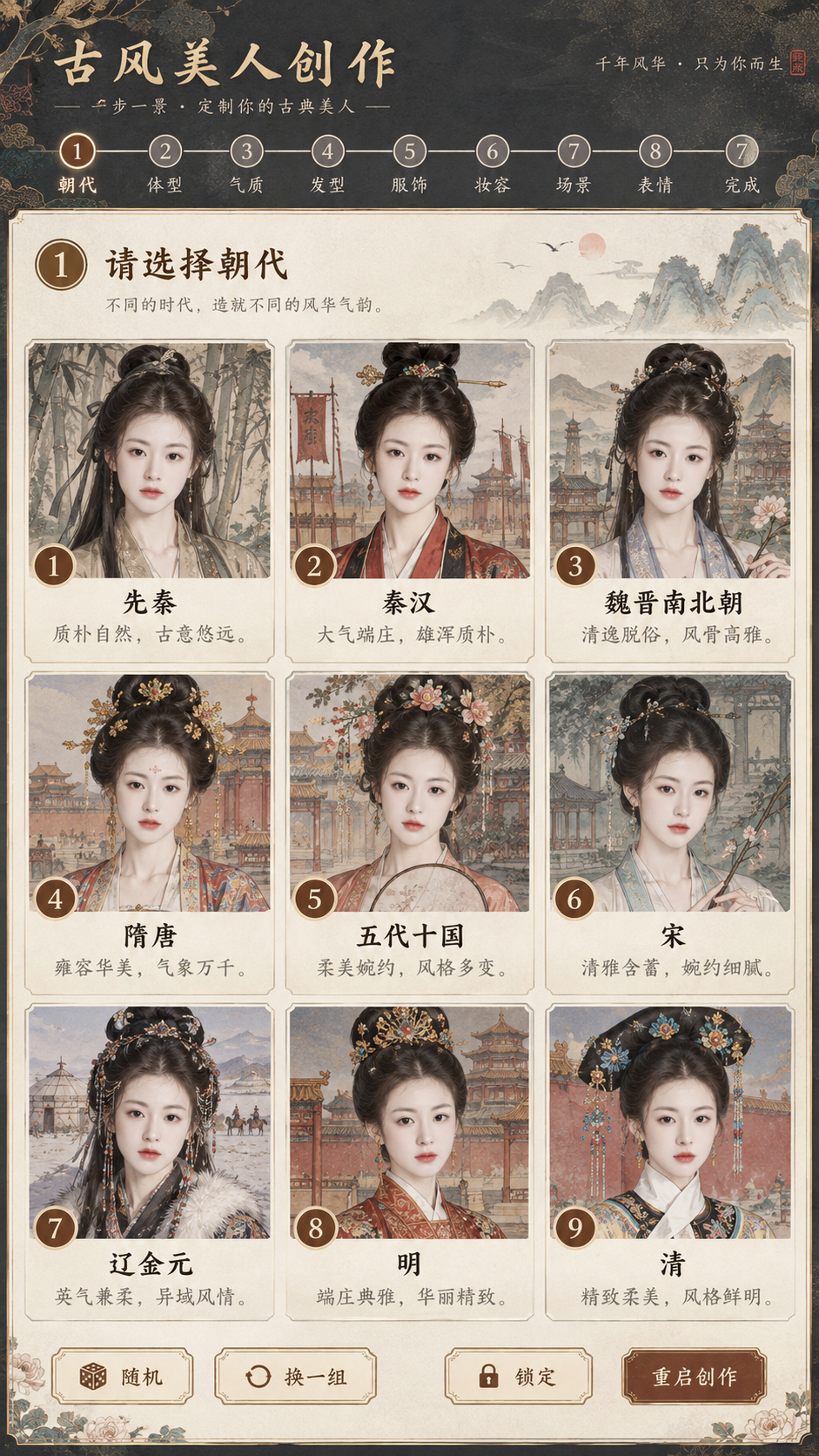 Interactive Ancient Beauty Character Creator Prompt - Hairstyle
