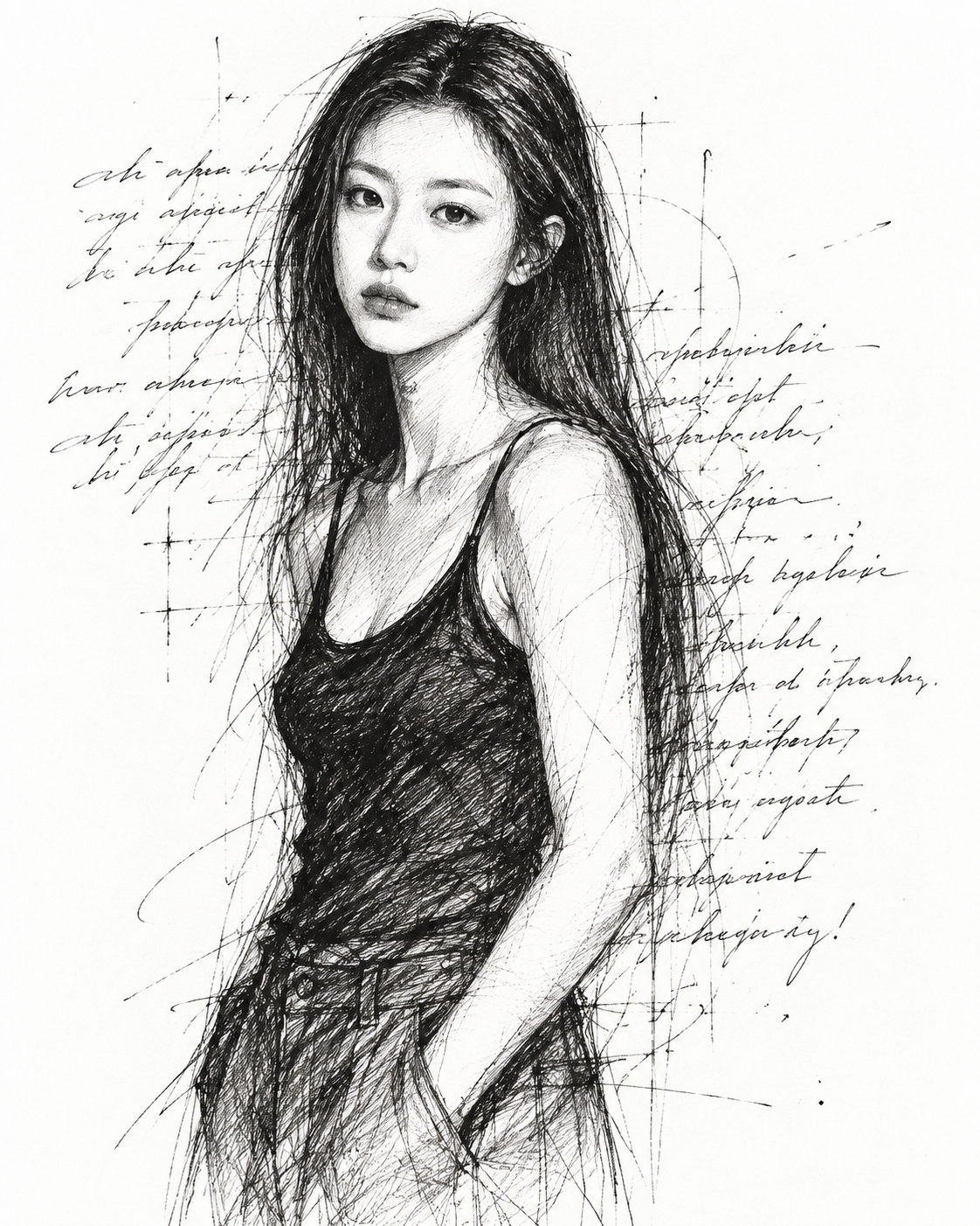 Style de croquis à l'encre graffiti en noir et blanc — AI image creation