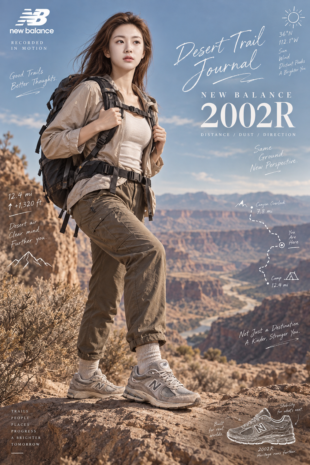 New Balance 2002R Desert Hike Hand-Drawn Journal Poster