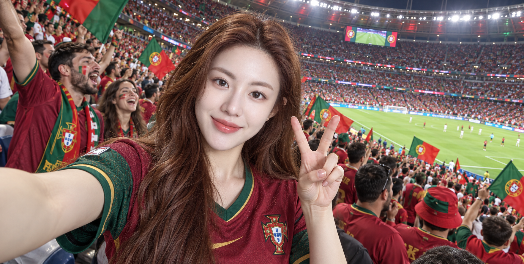 ポルトガルサッカーファンのスタジアム自撮り