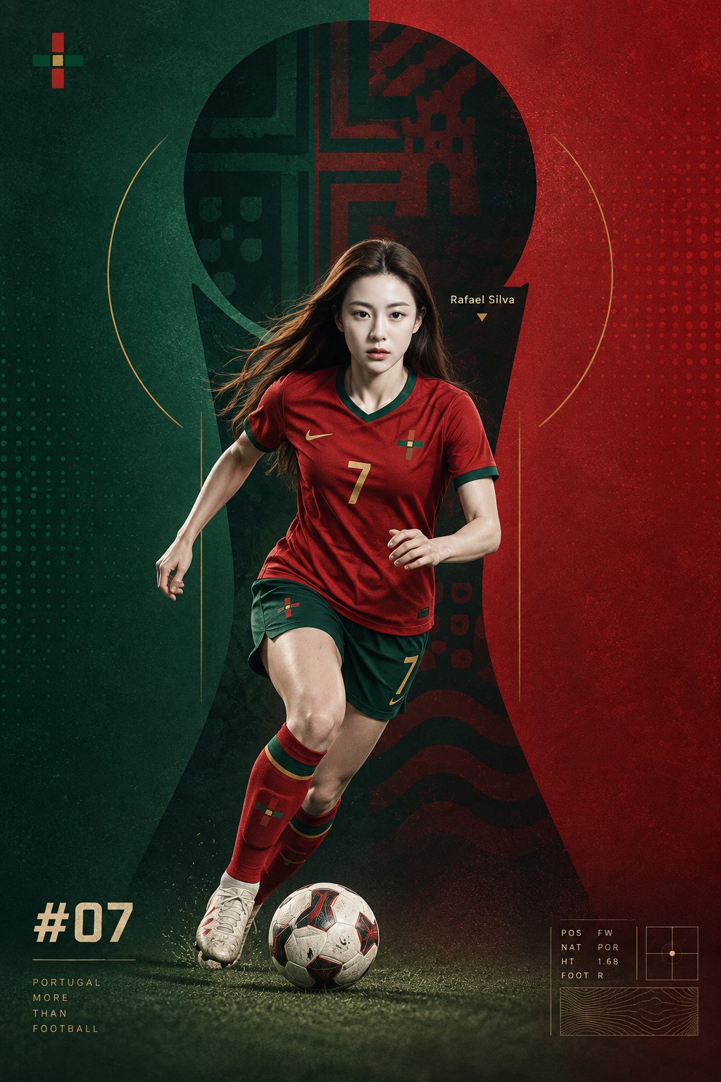 ミニマルな全国サッカー大会シルエットポスター
