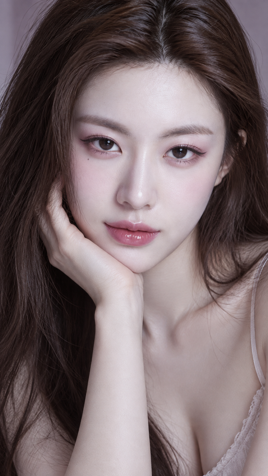 Realistic Portrait of a Cool Pink Cat-Like East Asian Woman