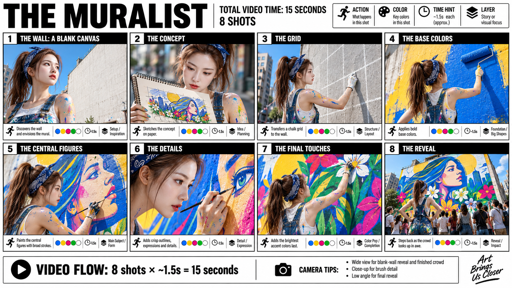 Muralist Eight-Shot Creative Process Infographic Poster