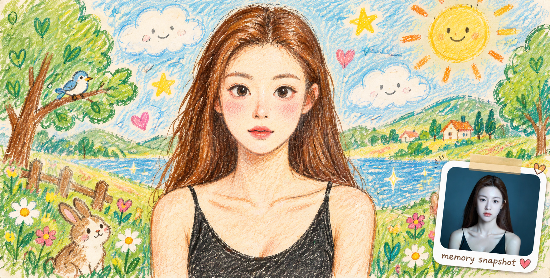 Healing Children's Sketchbook Crayon Memory Illustration