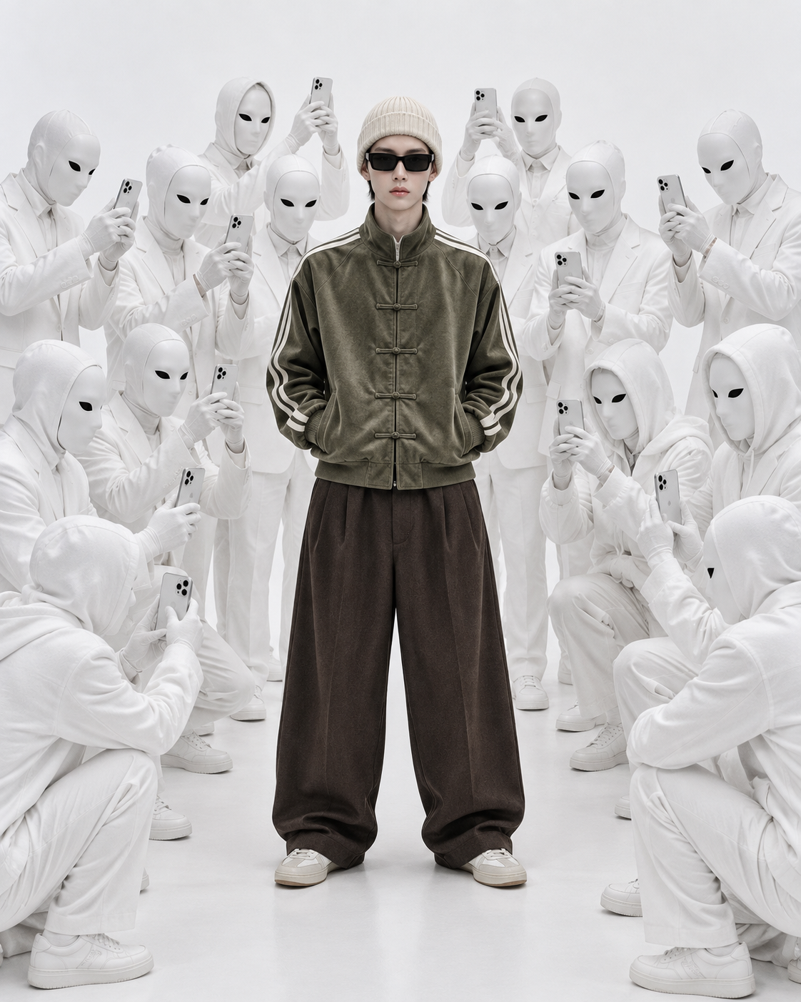 Infinite White Field Avant-Garde Fashion Portrait