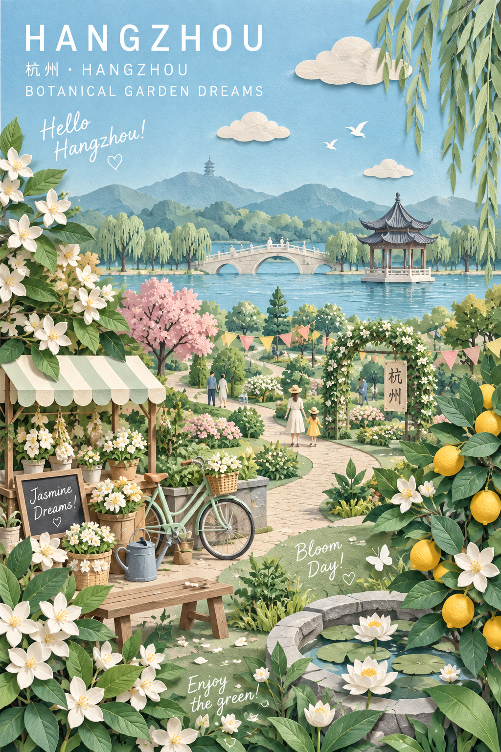 Museum-Grade 3D Paper-Cut Botanical Travel Poster