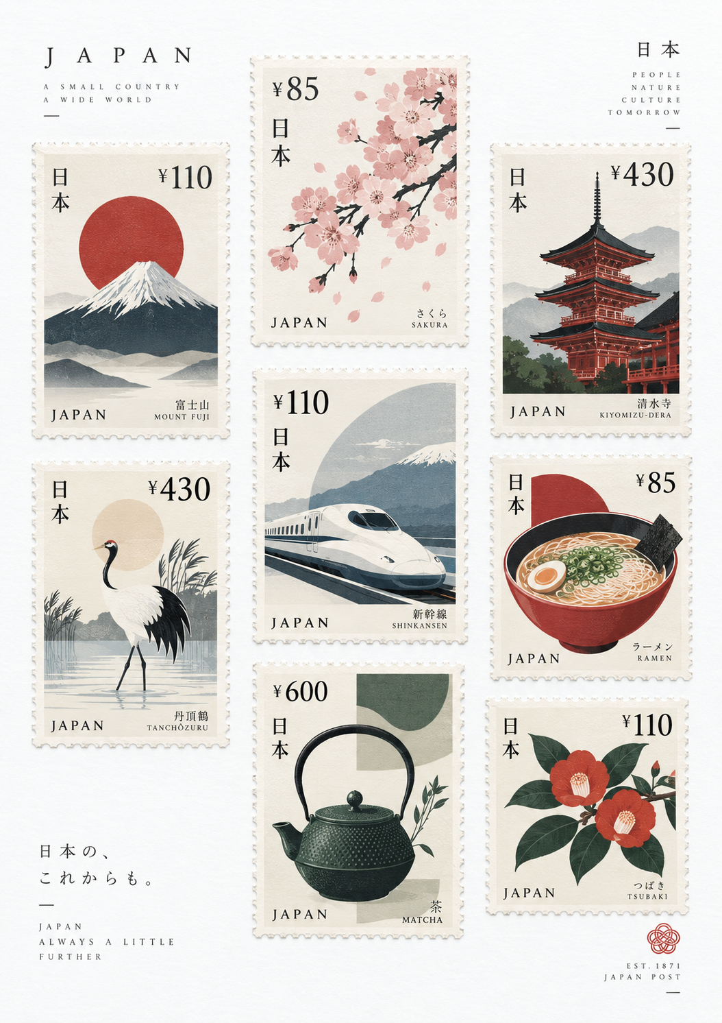 日本斯堪的纳维亚极简纪念邮票版张