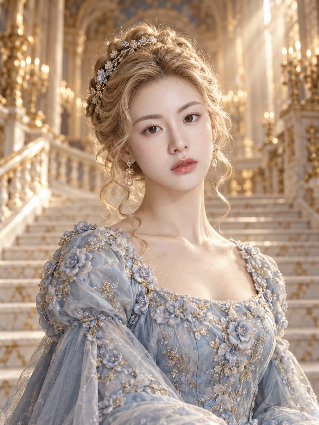 Pink and Blue Palace Dreamy Royal Adult Female Portrait