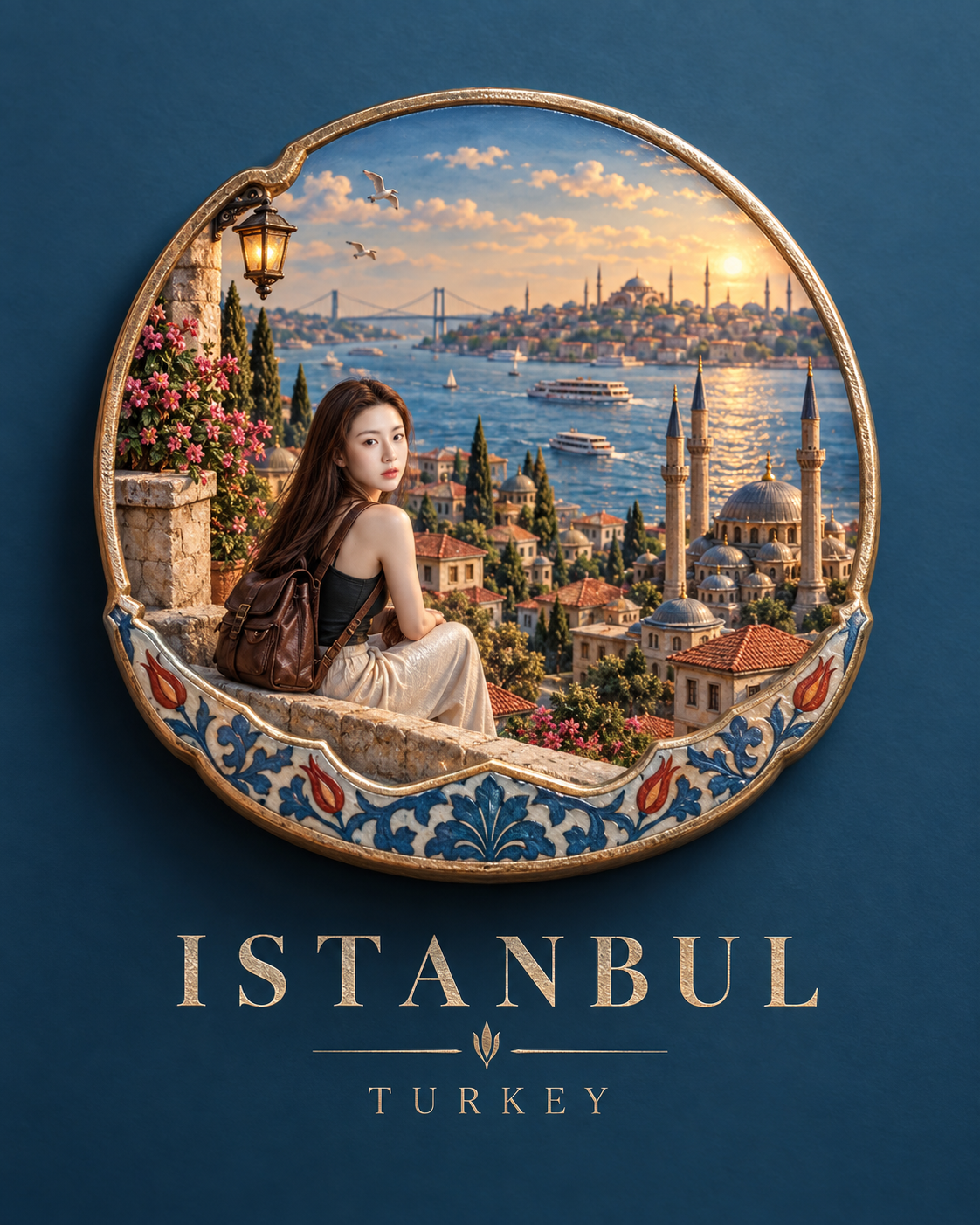Miniature 3D Travel Souvenir Badge Poster