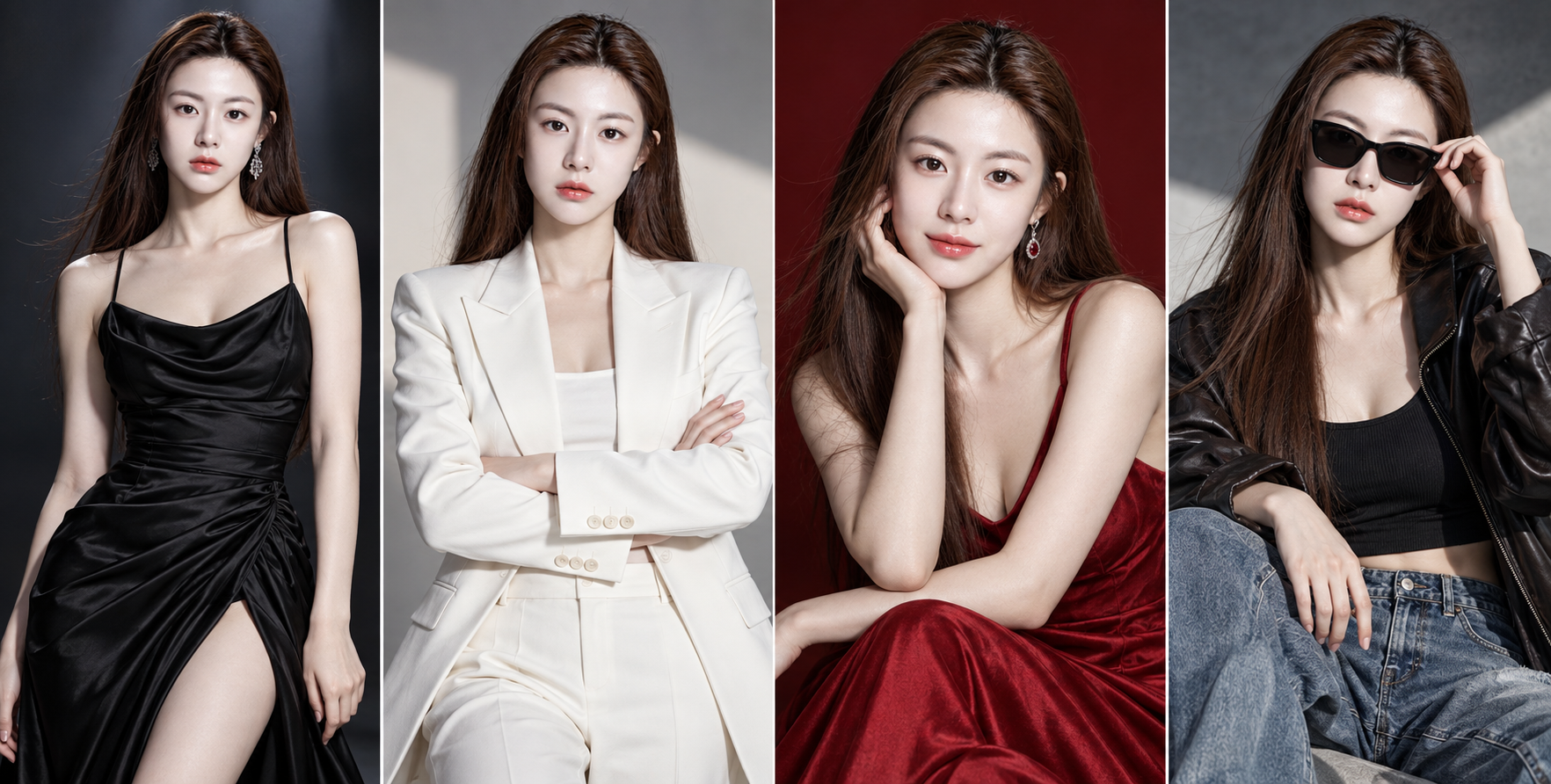 四分区女性高端时尚杂志封面拼贴