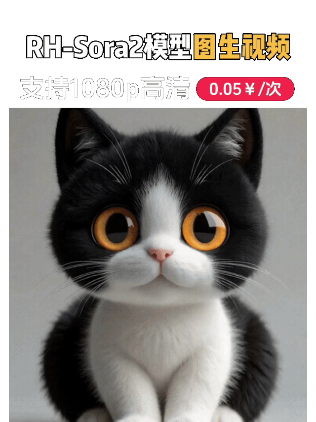 RH Sora2图生视频（每天免费5次调用，之后每次0.05元）