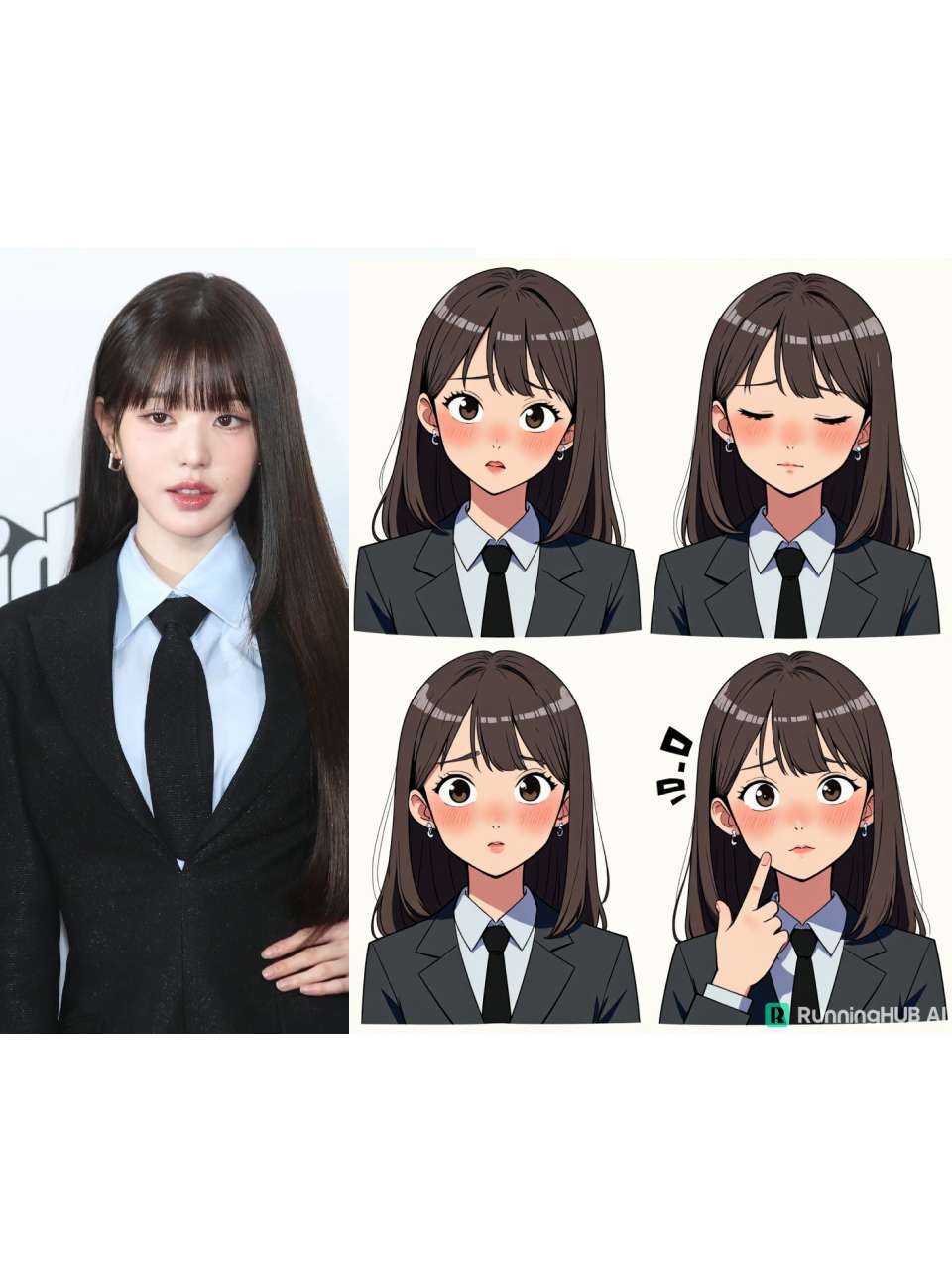 Generate a cartoon cute four-panel comic based on the reference image