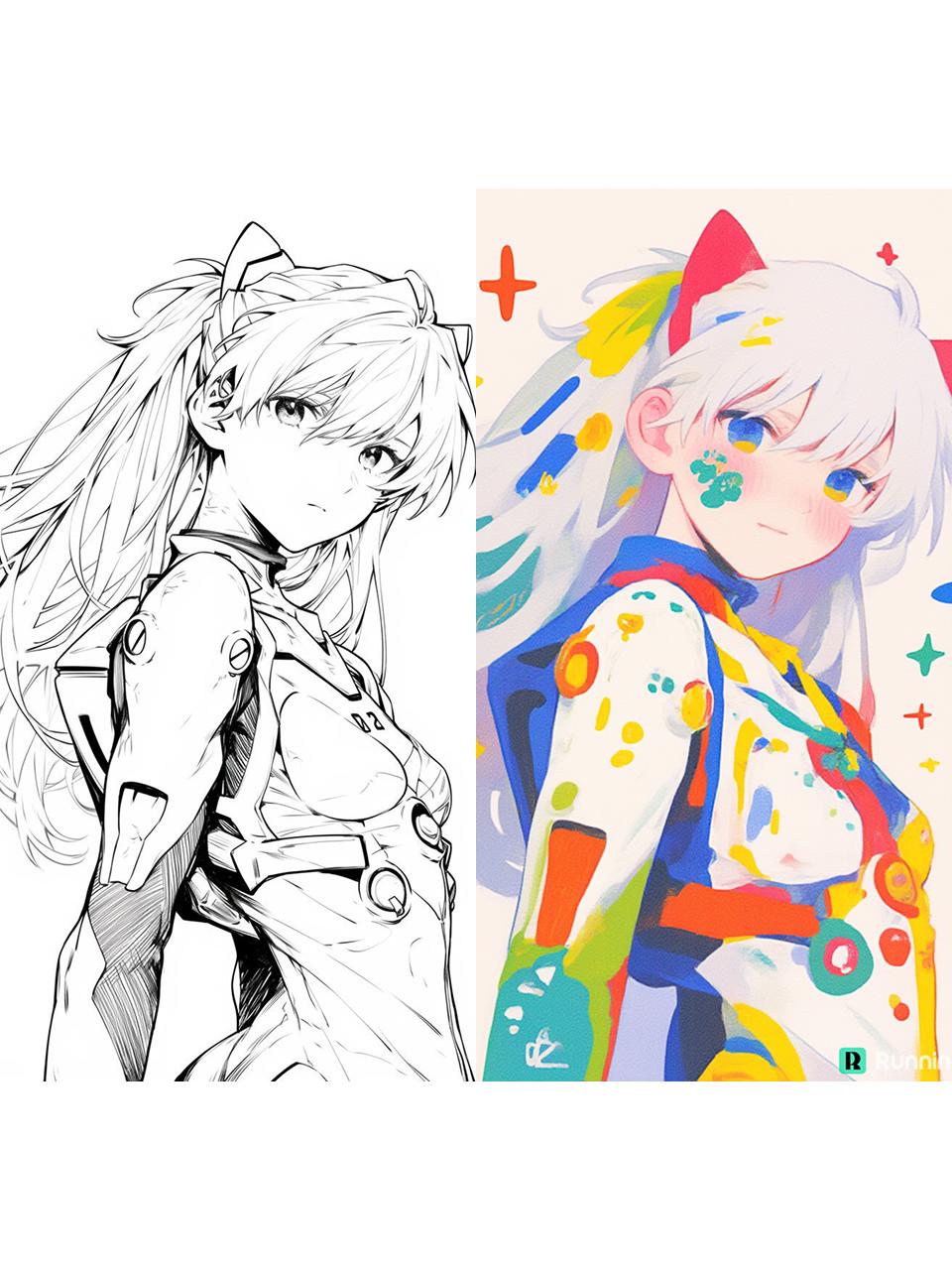 Anime line art coloring | Colorful and vibrant illustrations