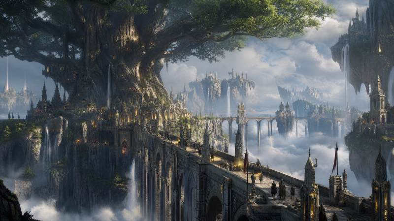 奇幻城市的AI生图效果