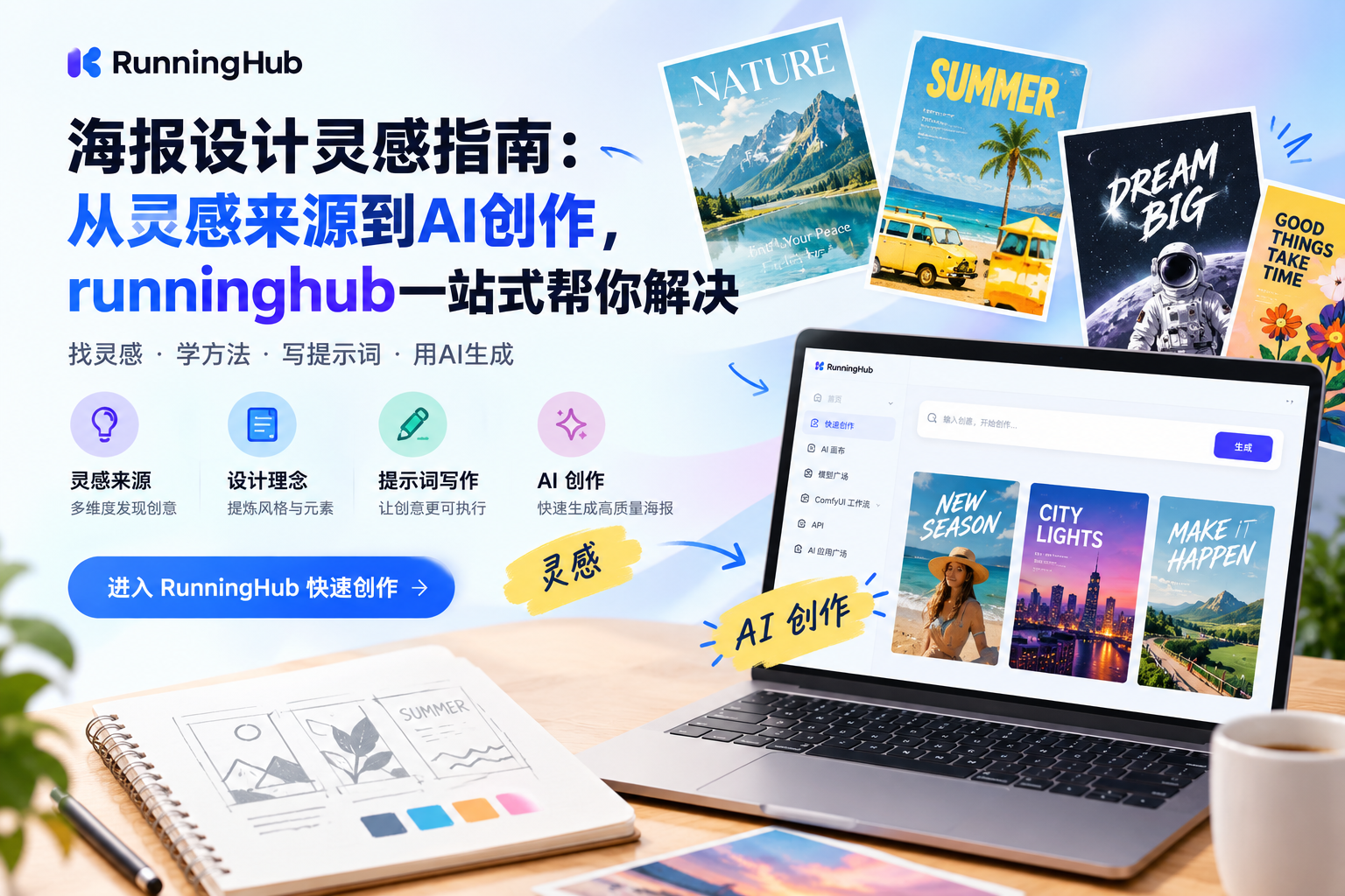 海报设计灵感指南:从灵感来源到AI 创作,runninghub一站式帮你解决