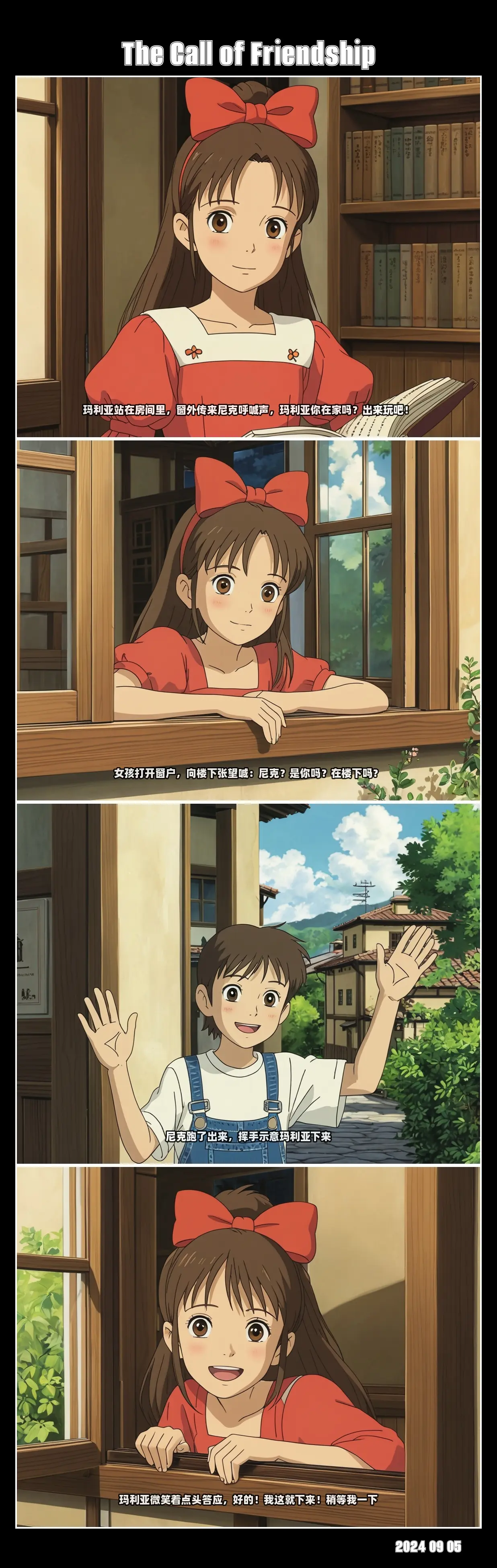 Four-panel animation story workflow (maintain character consistency)