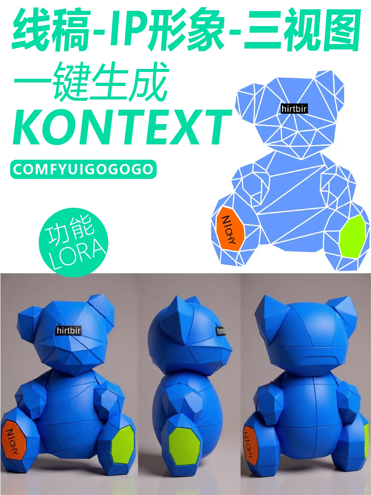 Kontext 【一键生成】线稿 - IP形象 - IP三视图 - RunningHub ComfyUI Workflow