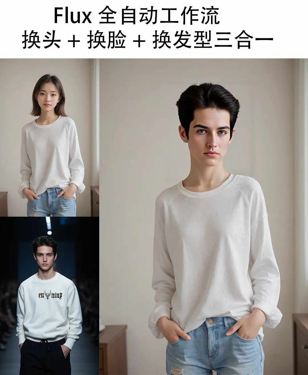 Flux完美全自动换头+换脸+换发型三合一(Fill ace+redux)