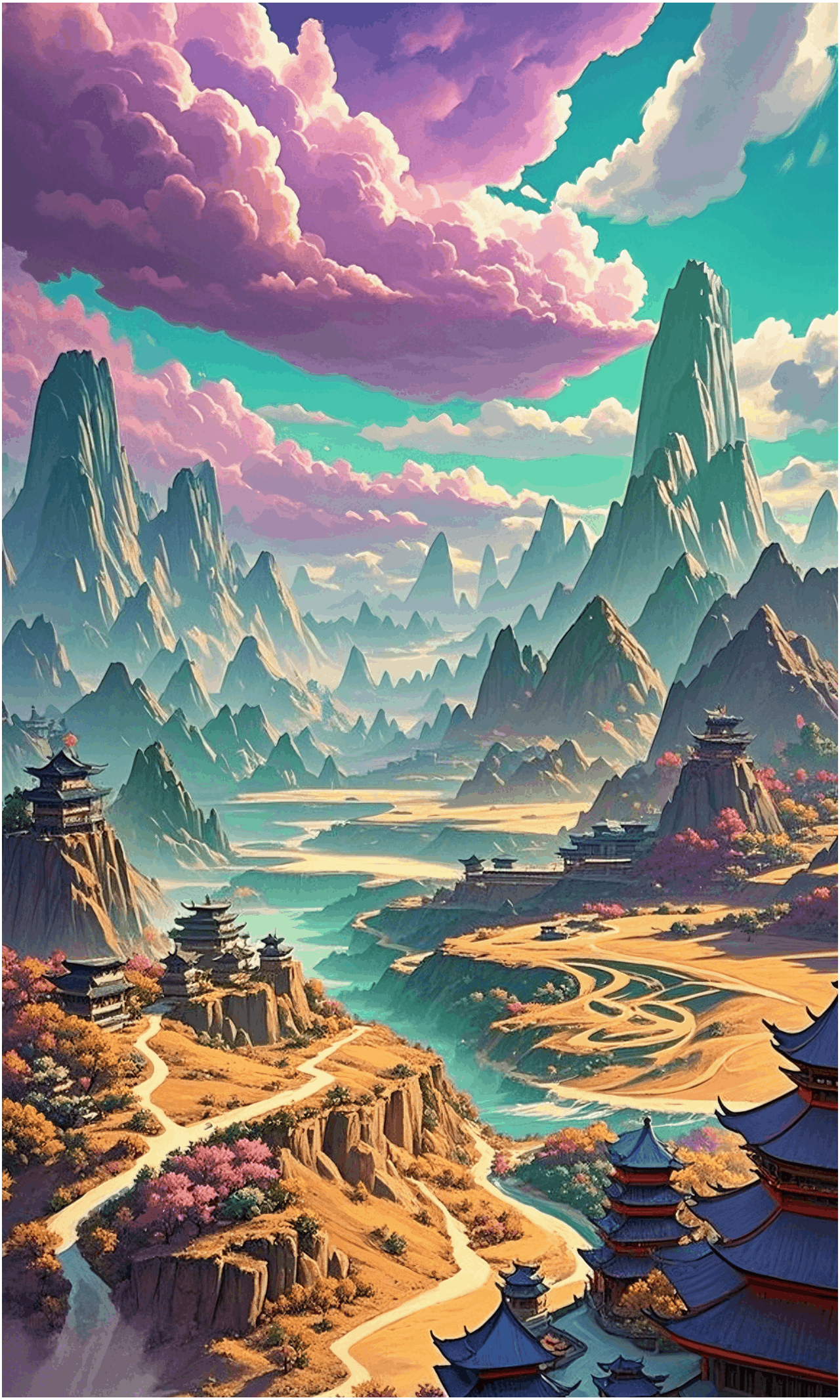 Fantasy cultivation scene illustration_Illustration design F1