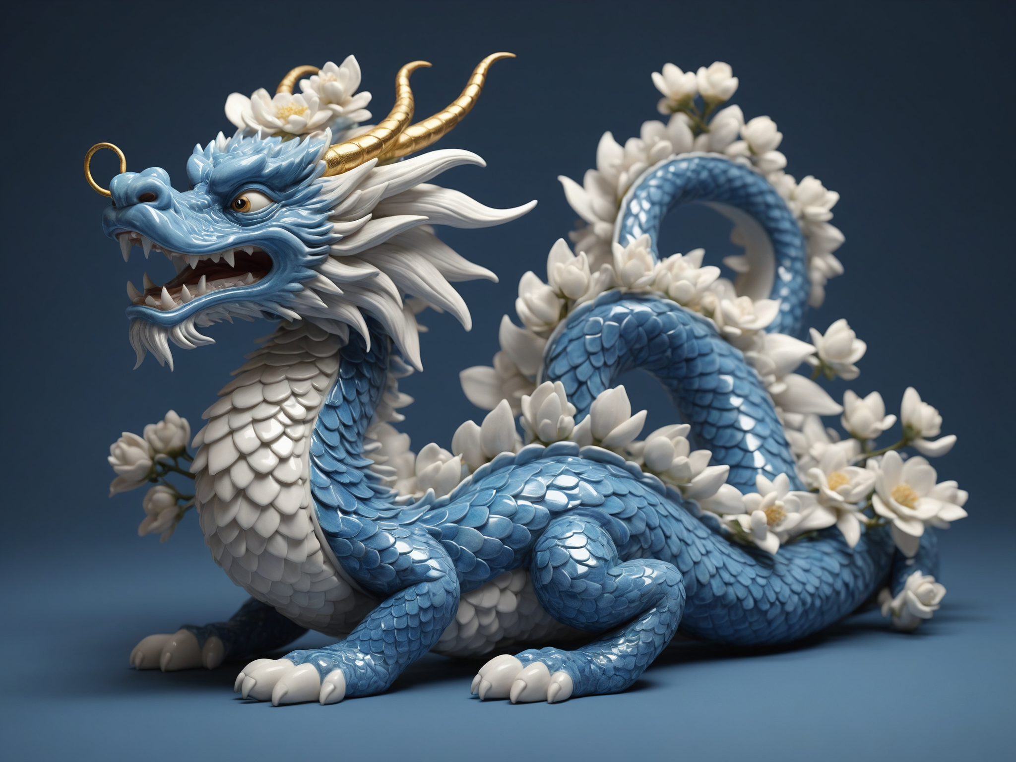 High Definition Artwork - Blue and White Dragon