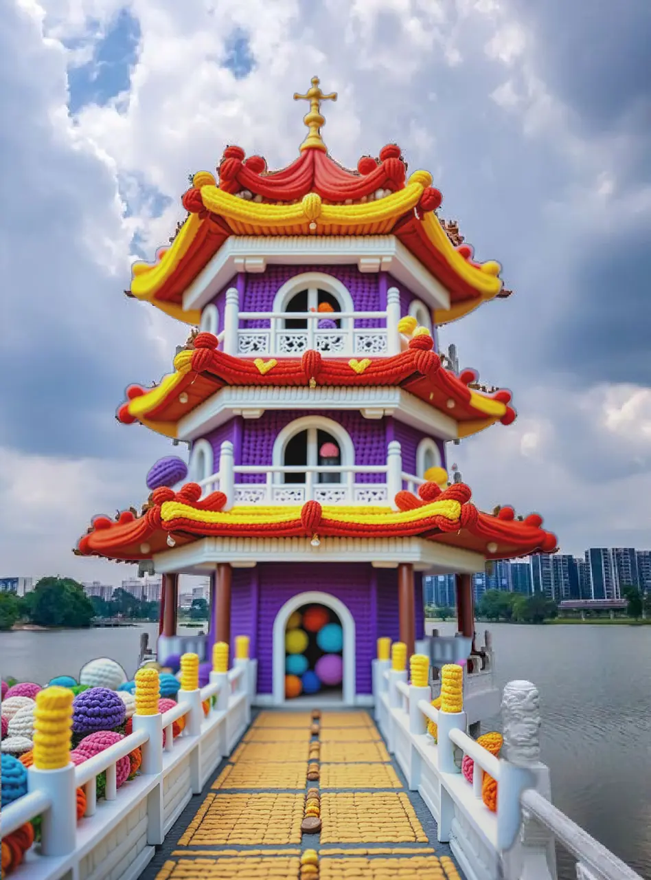 Knitted wool landmark building