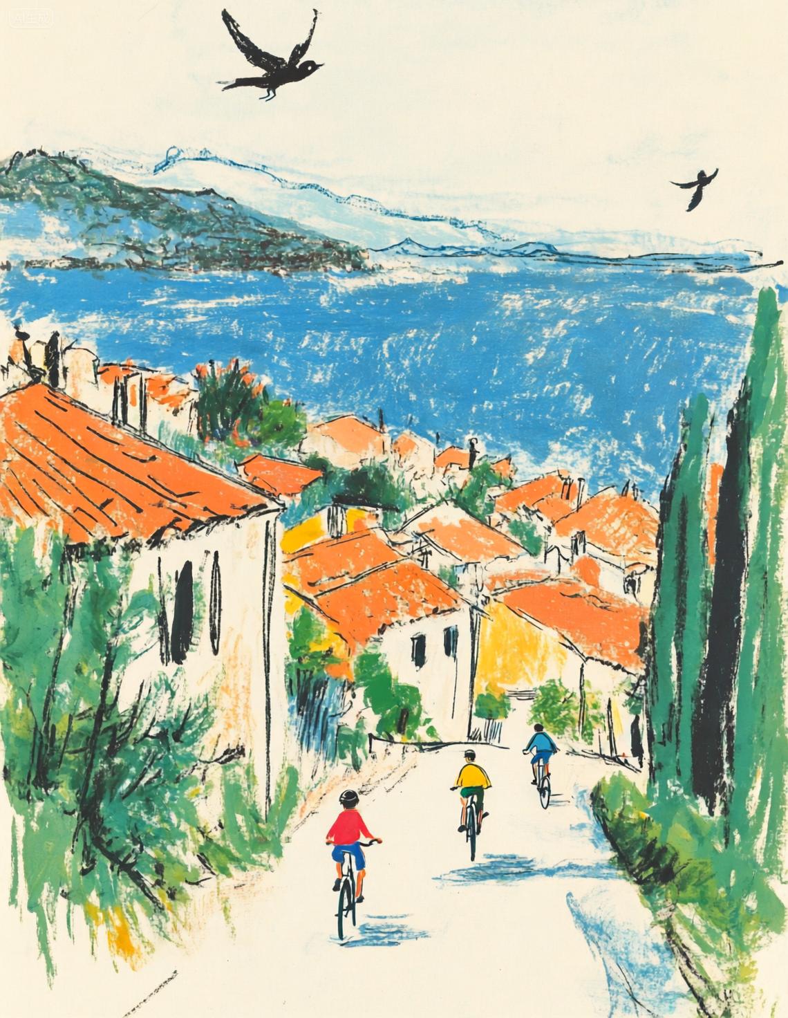 Qwen&F1-糖霜童话镇-彩铅绘本风格