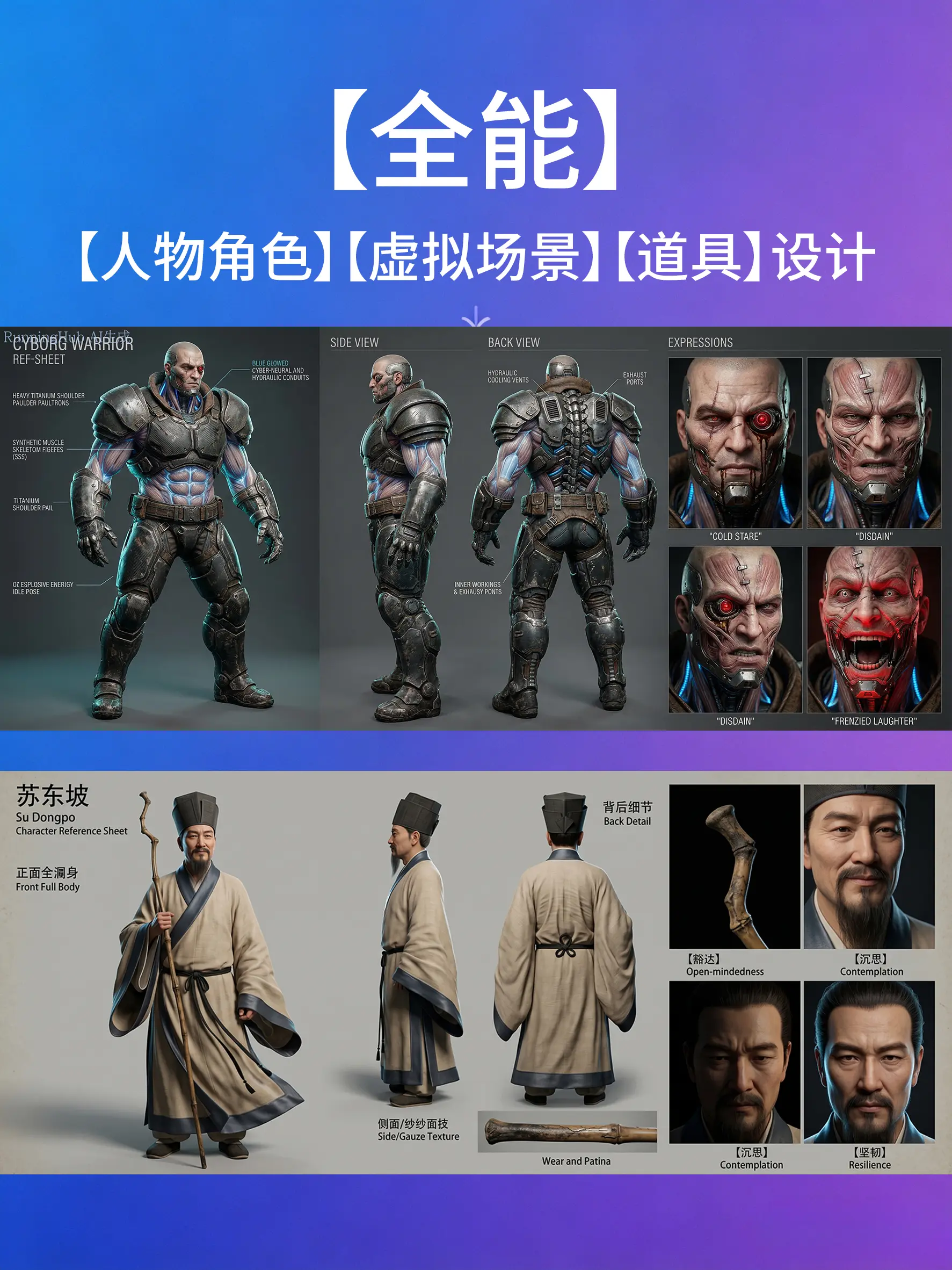 【角色】【场景】【道具】一键AI角色多视图设计方案
