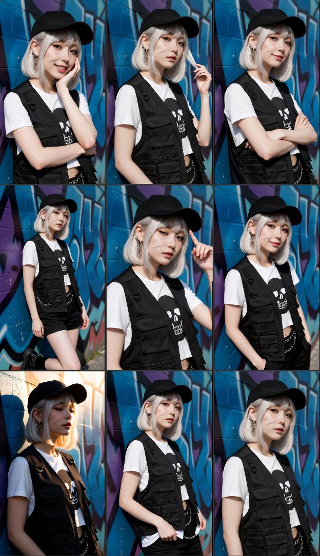 模特同场景,不同表情动作(多图 qwen2509+F2P)