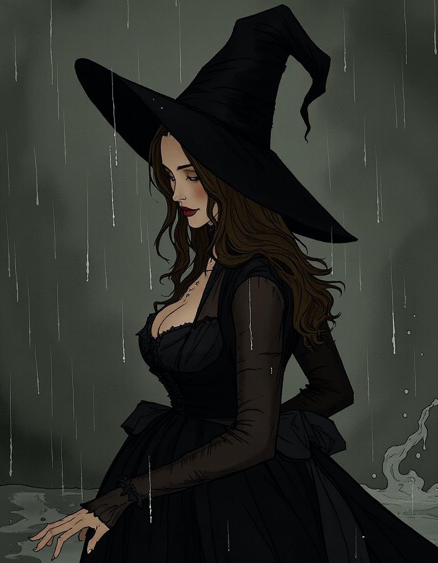 F.1-暗黑女巫-手绘插画