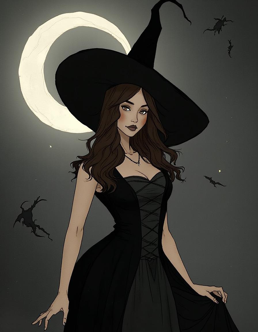 F.1-暗黑女巫-手绘插画