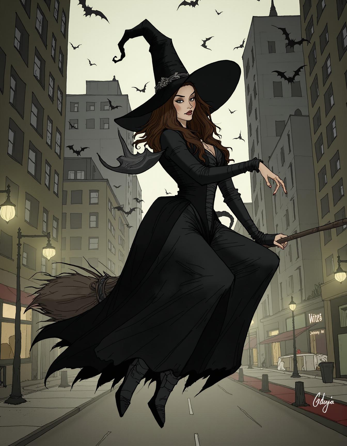 F.1-暗黑女巫-手绘插画