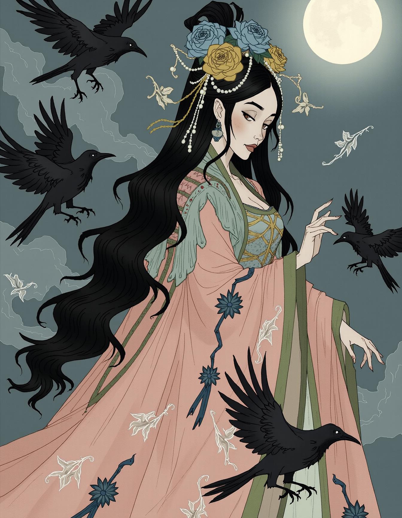 F.1-暗黑女巫-手绘插画