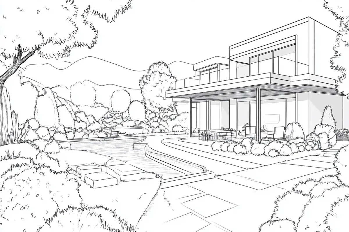 Hand-drawn draft one-click rendering
