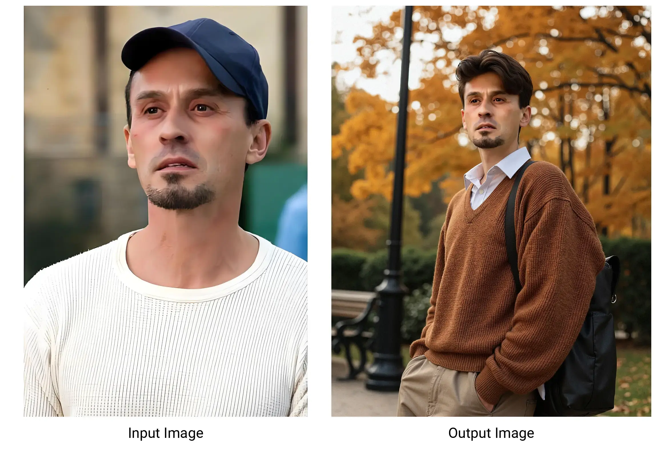 100% facial consistency change face, photo