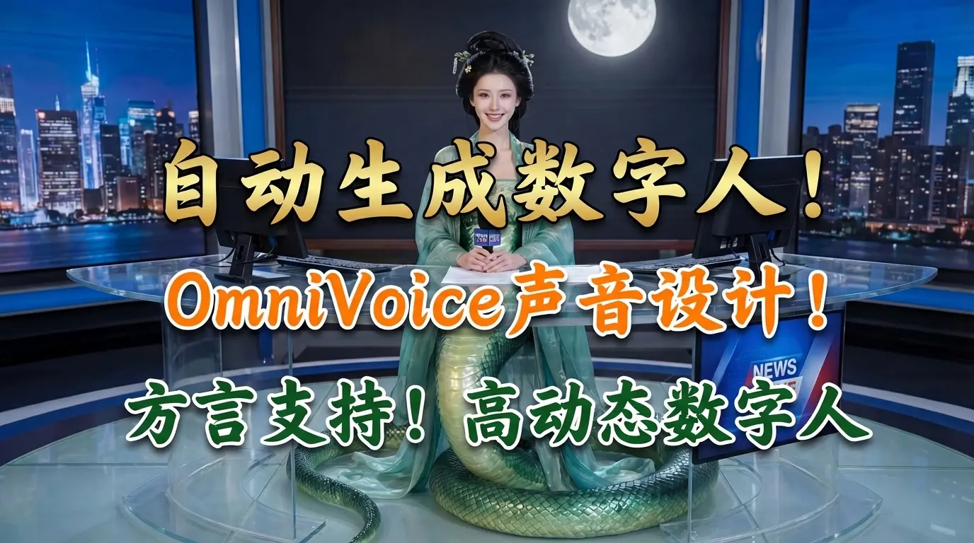 自动生成数字人V2-OmniVoice声音设计(方言支持!)-Infinite Talk动态数字人