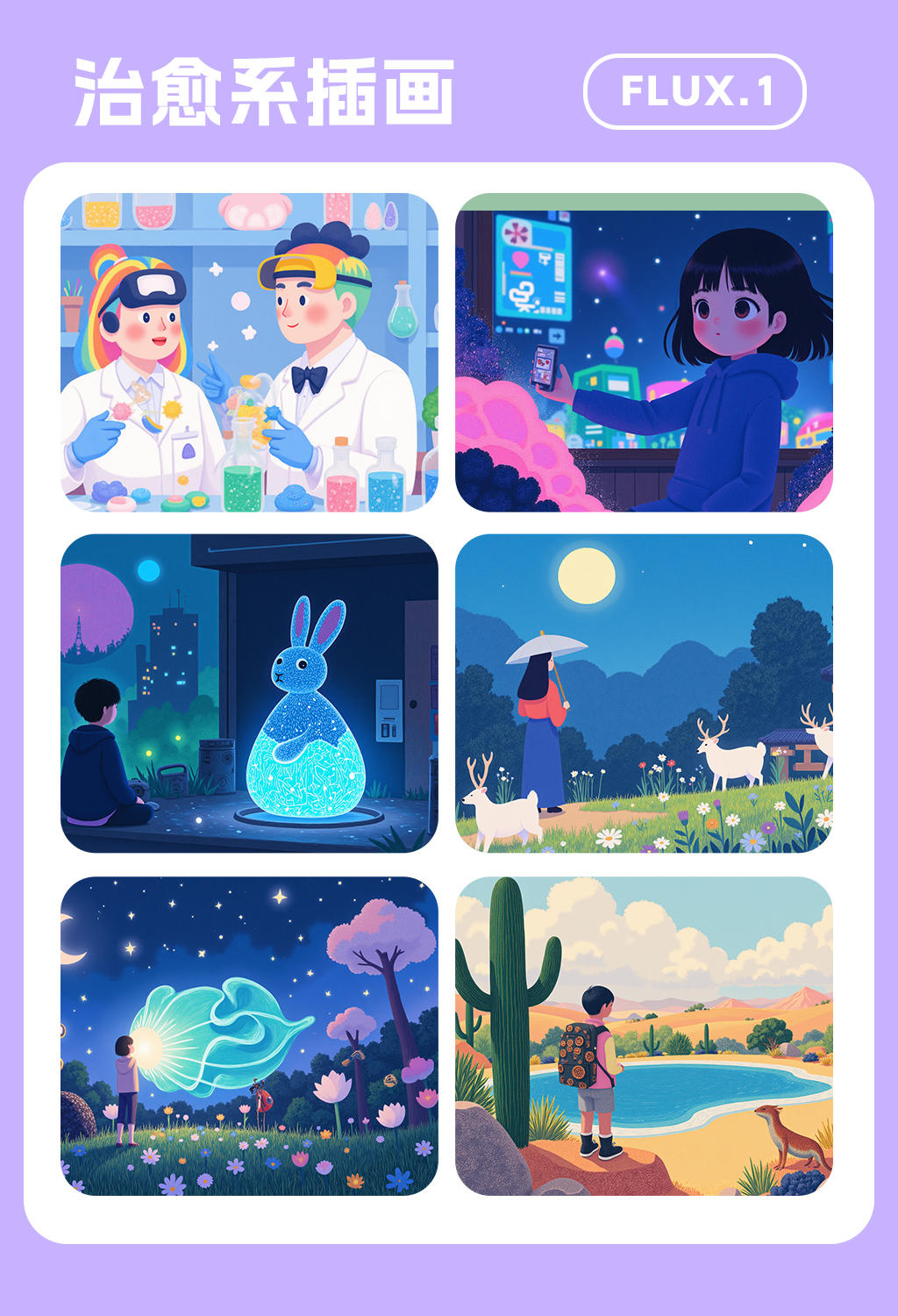 FLUX治愈系扁平插画风格lora