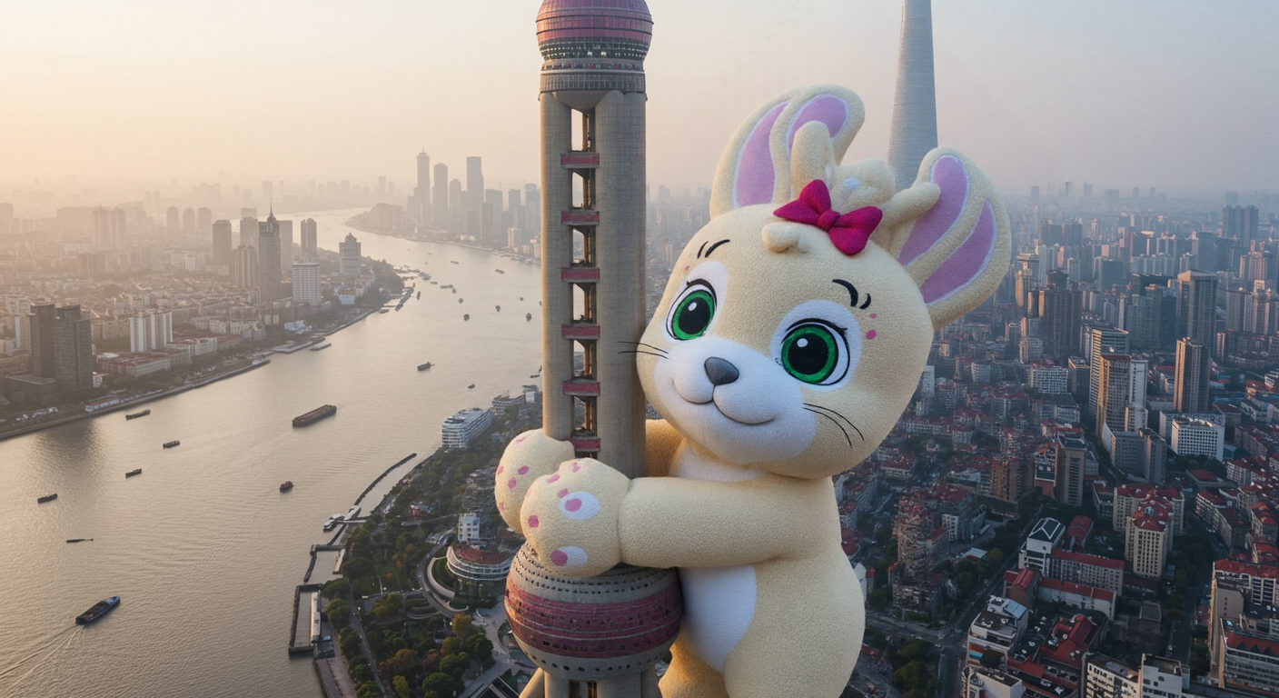 抱着东方明珠的玩偶  Doll holding the Oriental Pearl Tower 