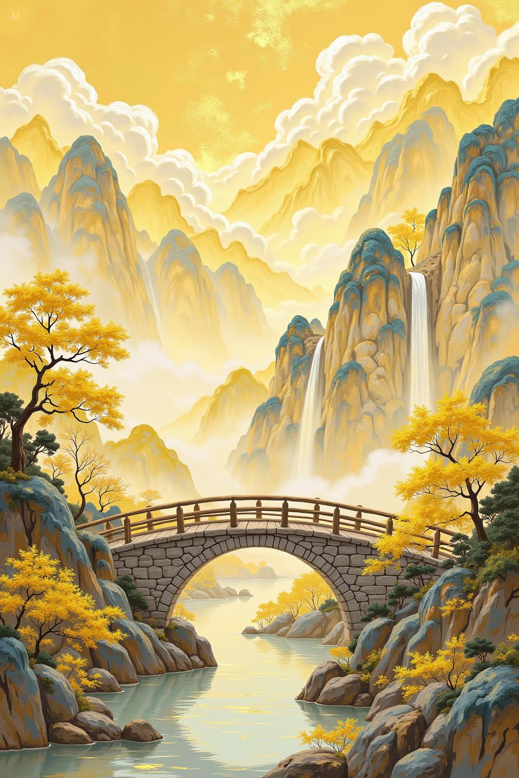 中式美学水墨鎏金